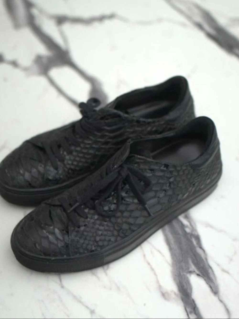 Axel Arigato Black Snake-Textured Low-Top Sneakers